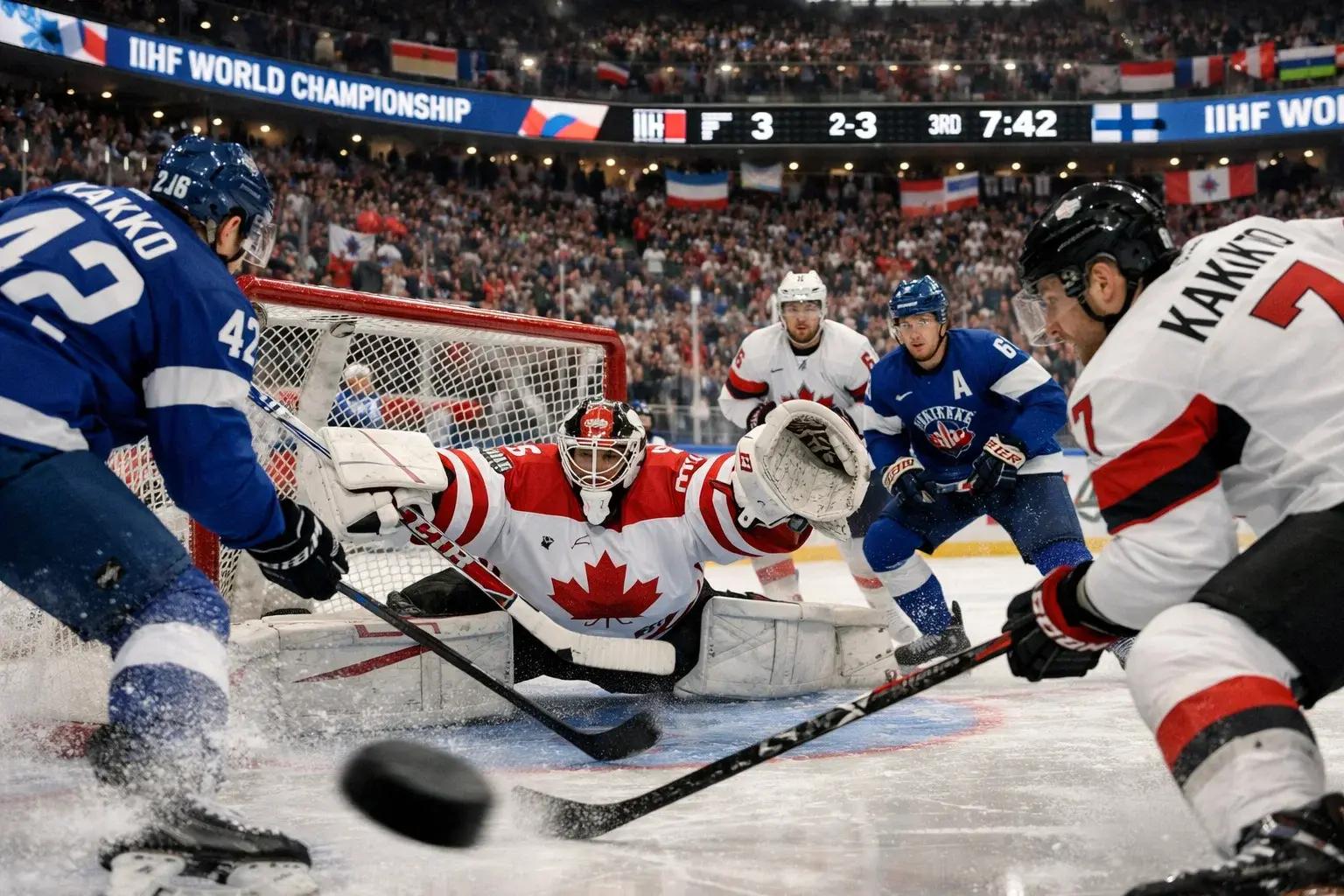 Match de championnat du monde de hockey sur glace entre équipes internationales