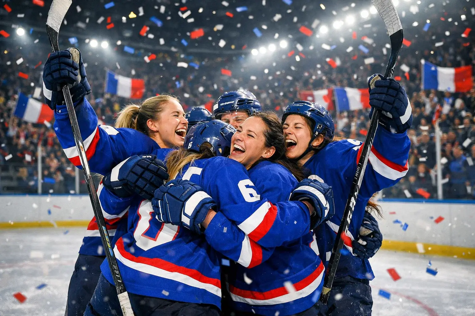 Équipe de France féminine de hockey célébrant la qualification olympique historique